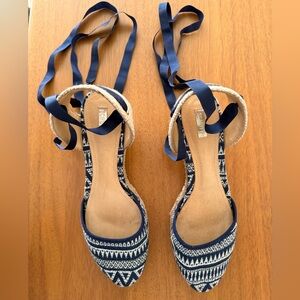 Schultz Navy Espadrille Wedge Sandals